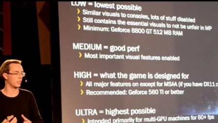 Battlefield 3 - GeForce LAN 6 Keynote Präsentation - Foto zeigt Grafik Option
