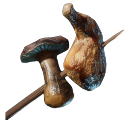 Fleischspieß mit Pilz