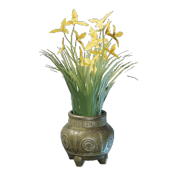 Gelber Cymbidium Blumentopf
