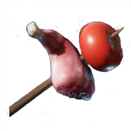 Roher Fleischspieß mit Tomate